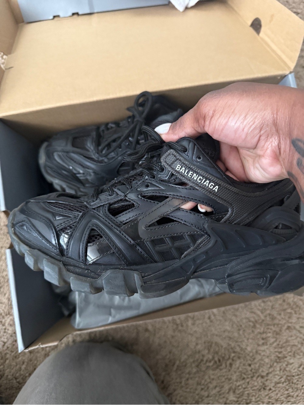 Balenciaga Black Layered Track Sneakers